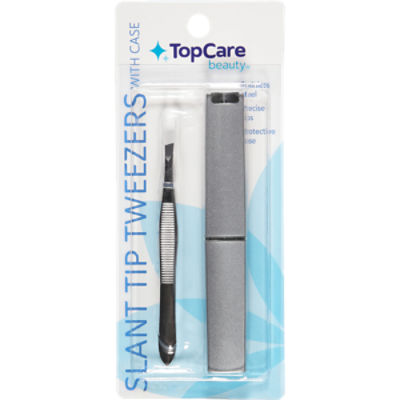 Top Care Tweezers Slant Tip with Case, 1 each