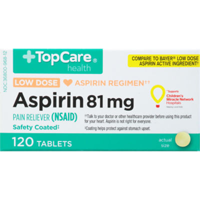Top Care Pain Reliever Aspirin Tablets, 120 each ShopRite