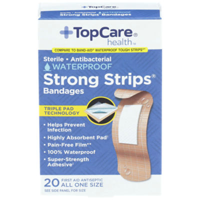 TopCare Waterproof Antibacterial Bandage Strips, 20 each ShopRite