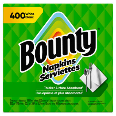 Bounty Paper Napkins, White, 400 Count ShopRite