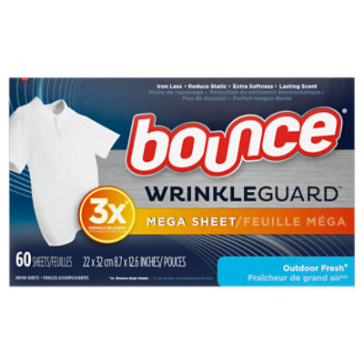 bounce WrinkleGuard Outdoor Fresh Mega Dryer Sheets, 60 count ShopRite