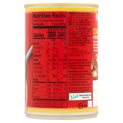 Hormel Chili With Beans Nutrition Label Besto Blog