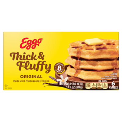 Eggo Thick and Fluffy Original Frozen Waffles, 11.6 oz, 6 Count