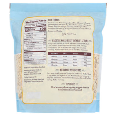 Bob S Red Mill Organic Rolled Oats Nutrition Facts Besto Blog