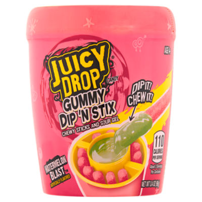 Juicy Drop Watermelon Blast Gummy Dip 'N Stix Chewy Sticks and Sour Gel