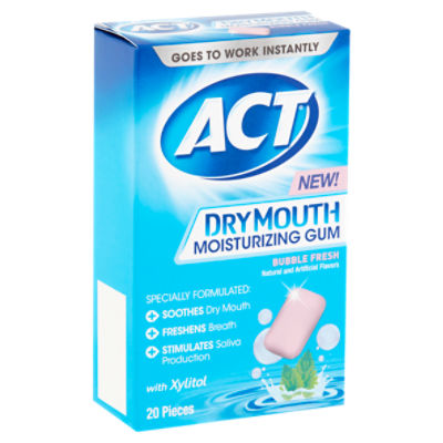 ACT Dry Mouth Bubble Fresh Moisturizing Gum, 20 count