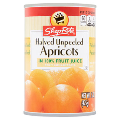 ShopRite Halved Unpeeled Apricots in 100 Fruit Juice from Concentrate, 15 oz