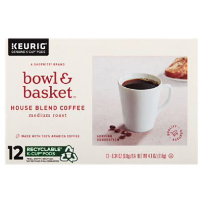 Bowl & Basket Medium House Blend Roast Coffee KCup Pods, 0.34 oz, 12