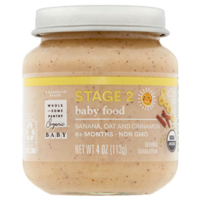 Wholesome Pantry Organic Banana, Oat and Cinnamon Baby Food, Stage 2, 6
