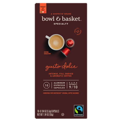 Bowl & Basket Specialty Gusto Dolce Espresso Capsules, 0.194 oz, 10 count