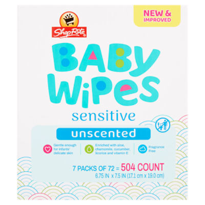 ShopRite Sensitive Unscented Baby Wipes, 72 count, 7 pack
