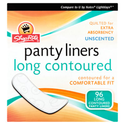 ShopRite Unscented Long Contoured Panty Liners, 96 count