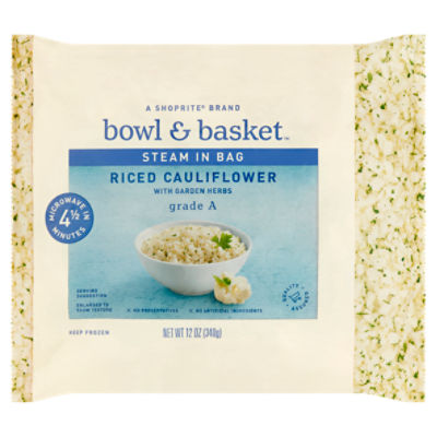 Shoprite Bowl & Basket Steam in Bag Riced Cauliflower with Garden Herbs, 12 oz