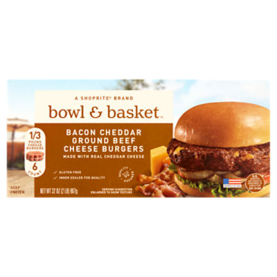 Bowl & Basket Bacon Cheddar Ground Beef, Cheese Burgers