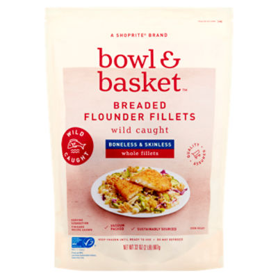 Bowl & Basket Boneless & Skinless Whole Breaded Flounder Fillets, 32 oz