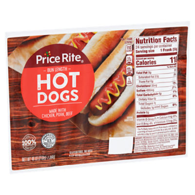 Price Rite Bun Length Hot Dogs, 48 oz Price Rite