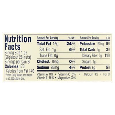 Blue Diamond Almonds Nutrition Label