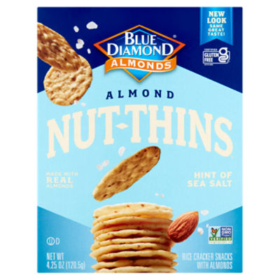 Blue Diamond Almonds NutThins Hint of Sea Salt Rice Crackers Snacks