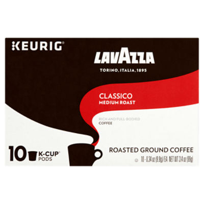 Lavazza Classico Medium Roasted Ground Coffee KCup Pods, 0.34 oz, 10 count