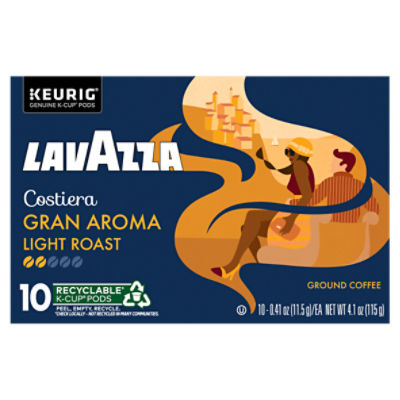 Lavazza Gran Aroma Light Roast Ground Coffee KCup Pods, 0.41 oz, 10