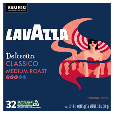 Lavazza Classico Medium Roast Ground Coffee KCup Pods, 0.41 oz, 32