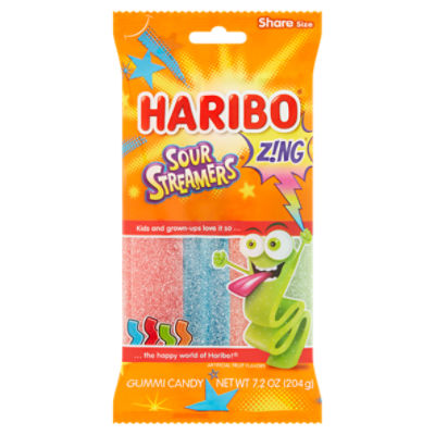 Haribo Z!ng Sour Streamers Gummi Candy Share Size, 7.2 oz The Fresh