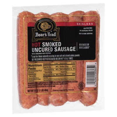 Brunckhorst's Boar's Head Skinless Hot Smoked Uncured Sausage, 5 count