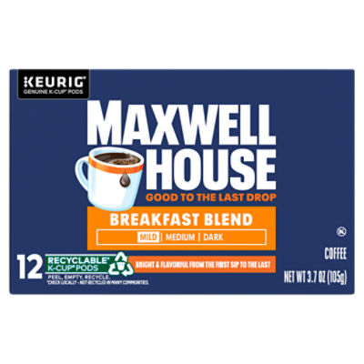 Maxwell House Breakfast Blend Light Coffee KCups Pods, 12 count, 3.7 oz