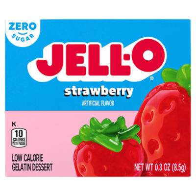 JellO Sugar Free Strawberry Flavor Low Calorie Gelatin Dessert, 0.3 oz