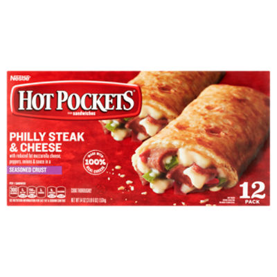 Hot Pockets Philly Steak & Cheese Seasoned Crust Sandwiches, 12 count
