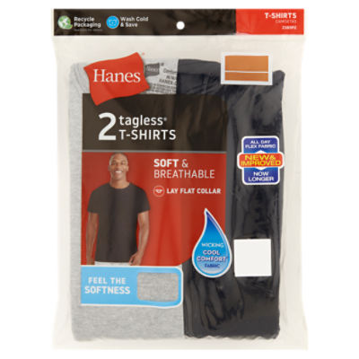 Hanes Men's Tagless TShirts, Assorted, M, 2 count