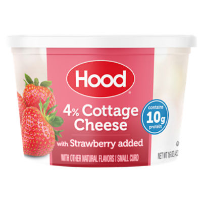 Hood Small Curd 4 Cottage Cheese with Strawberry Added, 16 oz