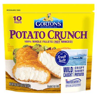 Gorton's Potato Crunch Fish 100 Whole Fillets, Wild Caught Pollock,