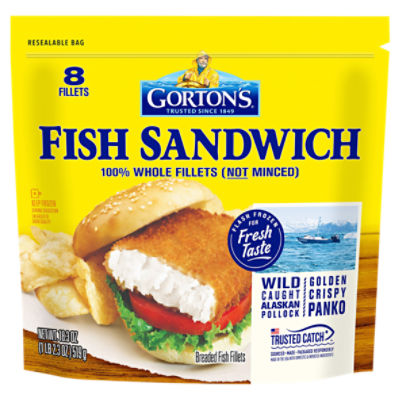 Gorton's Breaded Fish Sandwich Cut from 100 Whole Fillets, Wild Caught