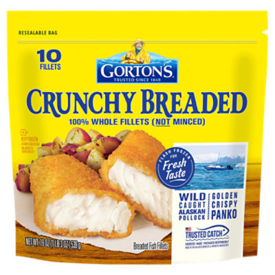 Gorton's Crunchy Breaded Fish 100 Whole Fillets, Wild Caught Alaskan