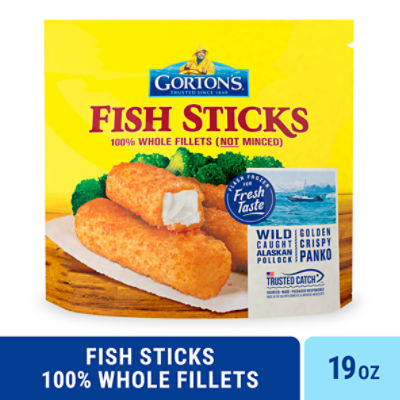 Gorton's Crunchy Breaded Fish Sticks Cut from 100 Whole Fillets, Wild