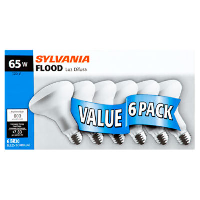 Sylvania 65W BR30 Flood Bulbs Value Pack, 6 count
