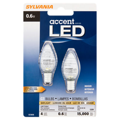Sylvania LED Accent Series Daylight 0.6W Indoor Candelabra Base C7