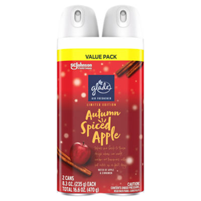 Glade Air Freshener, Aerosol Room Spray, 2 Pack, Autumn Spiced Apple, 8