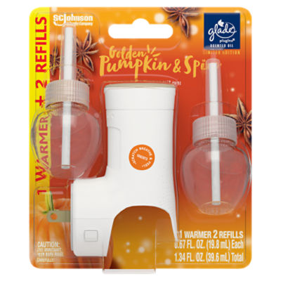 Glade PlugIns Scented Oil, 1 Warmer + 2 Refills, Golden Pumpkin & Spice