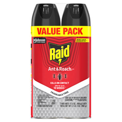 Raid Ant & Roach Killer 26, Fragrance Free, 17.5 oz, 2 ct