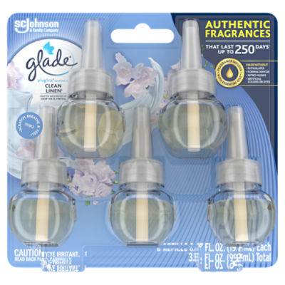 Glade PlugIns Scented Oil Refill Clean Linen, Essential Oil Infused