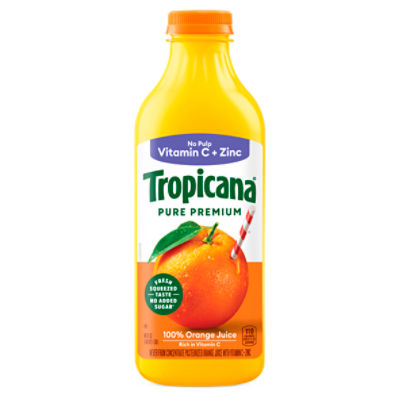 Tropicana Pure Premium 100 Orange Juice, No Pulp with Vitamin C + Zinc