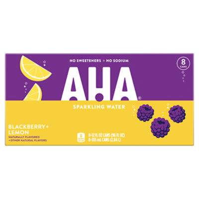 AHA Blackberry + Lemon Sparkling Water, 12 fl oz, 8 count The Fresh