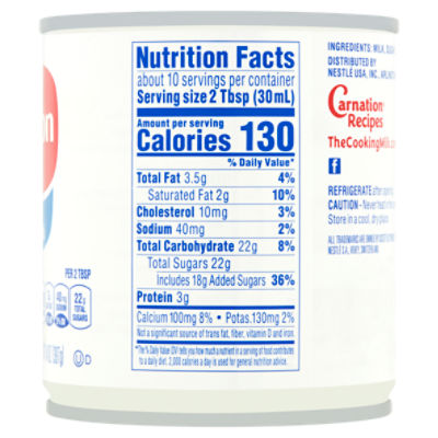 Carnation Sweetened Condensed Milk Nutrition Label Blog Dandk