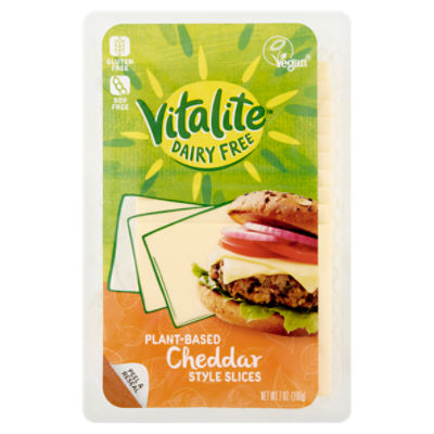 Vitalite Dairy Free PlantBased Cheddar Style Slices Cheese, 7 oz