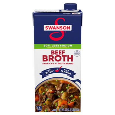 Swanson 50 Less Sodium Beef Broth, 32 oz
