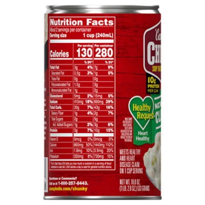 Campbell S New England Clam Chowder Nutrition Label Besto Blog
