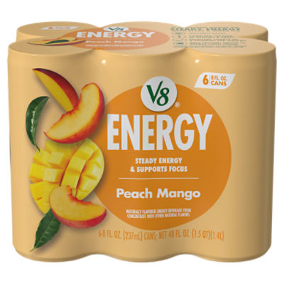 V8 Plus Peach Mango Energy Beverage, 8 fl oz, 6 count ShopRite