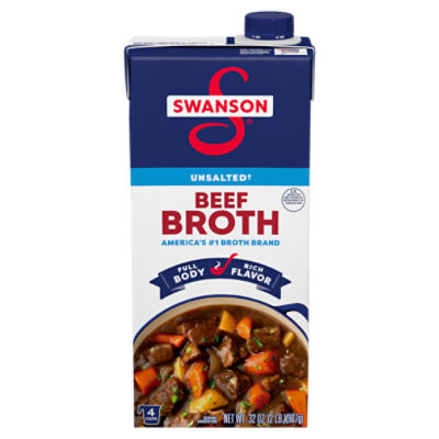 Swanson 100 Natural Unsalted Beef Broth, 32 Oz Carton ShopRite